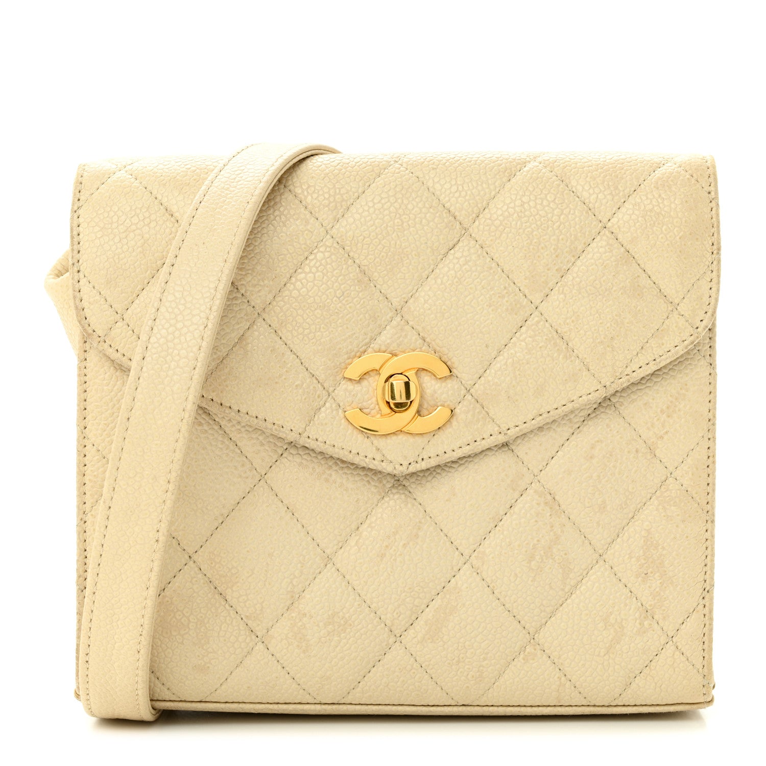 Chanel Caviar Quilted Envelope Flap Crossbody Light Beige 1 of 21