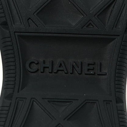 Chanel Velvet Calfskin Mixed Fibers CC Sneakers 39 Ivory Black 6 of 8