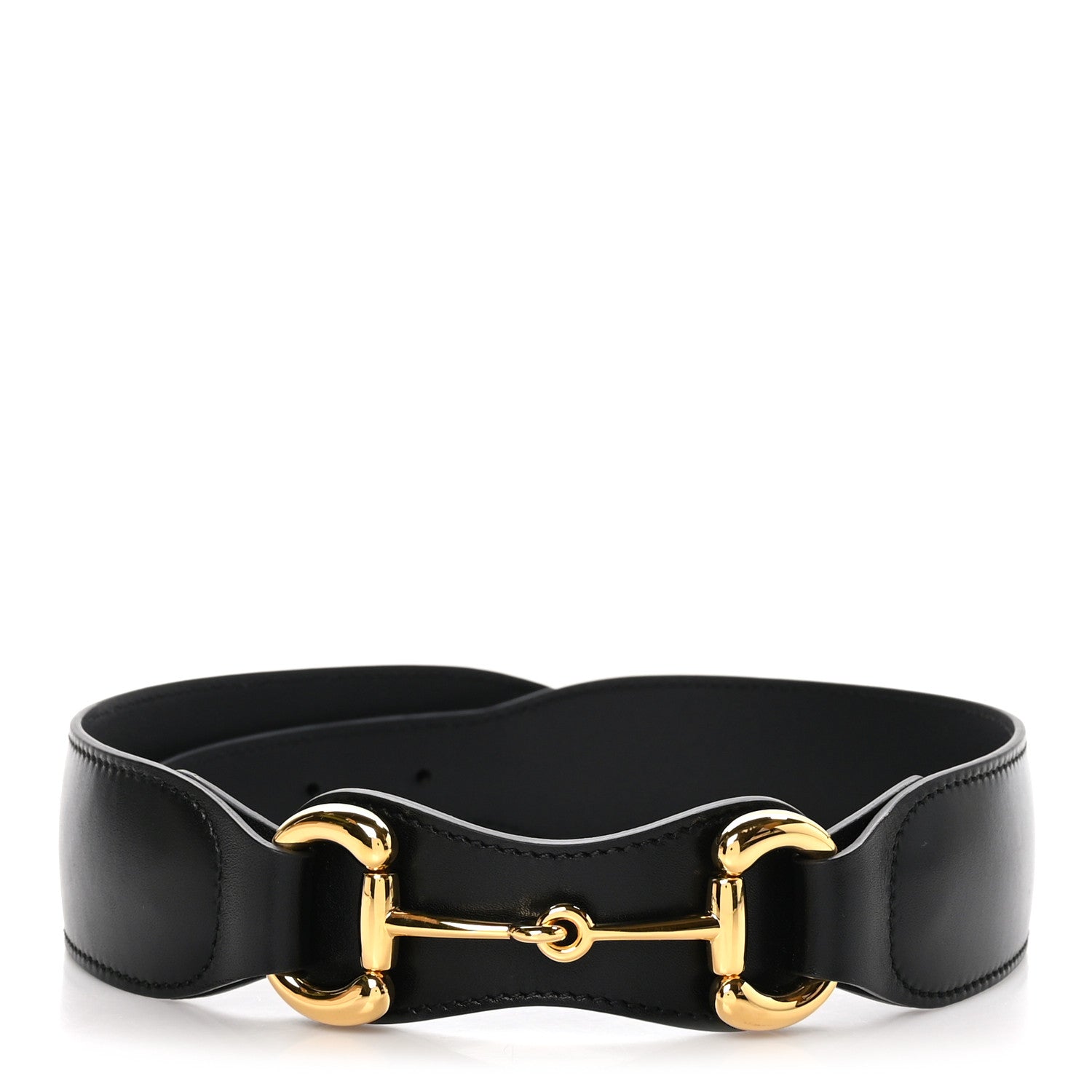 Gucci Efesto Leather Horsebit 25mm Belt 65/26 Black 1 of 6
