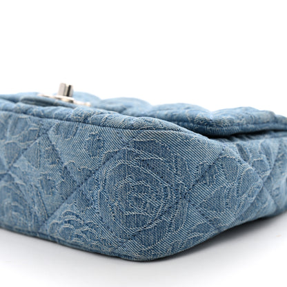 Chanel Denim Quilted Camellia Sweetheart Mini Flap Blue 10 of 11