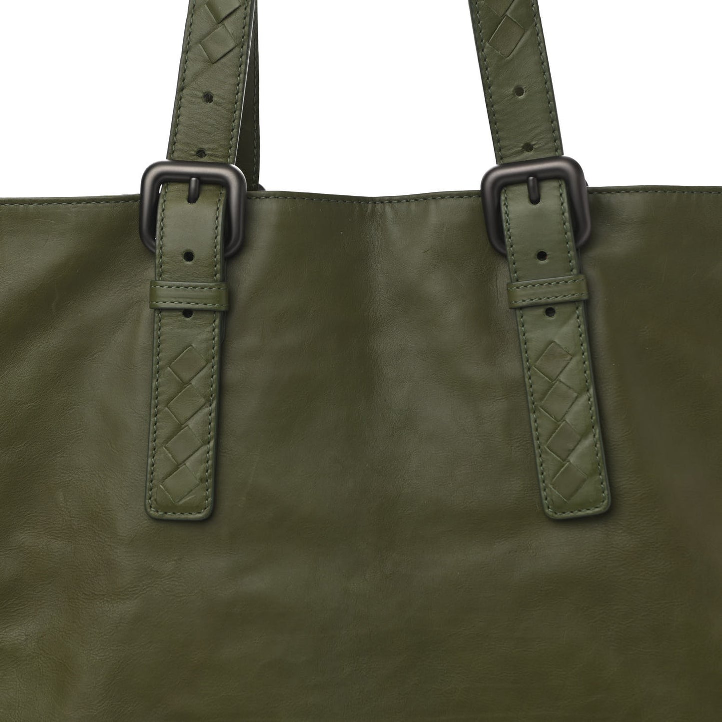 Light Calfskin Intrecciato Side Zip Medium Tote Green