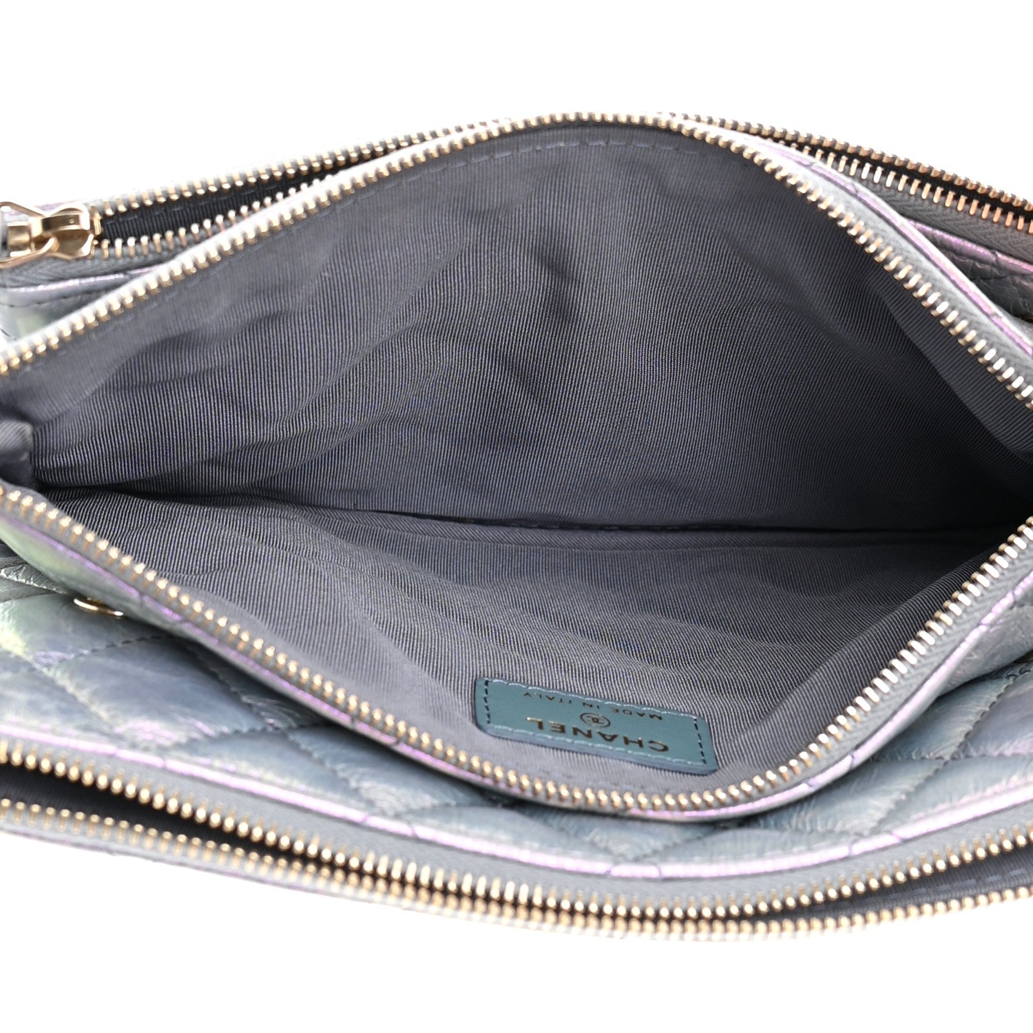 Chanel Iridescent Crumpled Calfskin Trio Cosmetic Case Purple 7 of 15