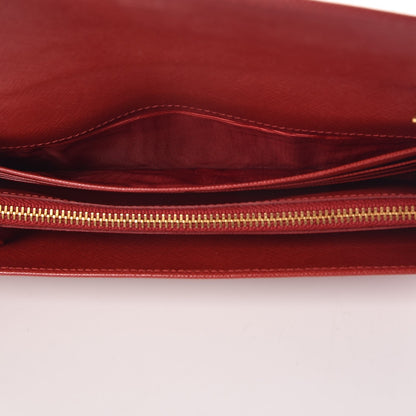 Prada Saffiano Metal Oro Chain Wallet Fuoco 5 of 7