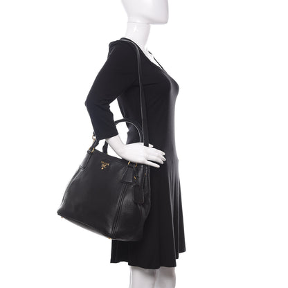 Prada Vitello Daino Tote Black 2 of 12