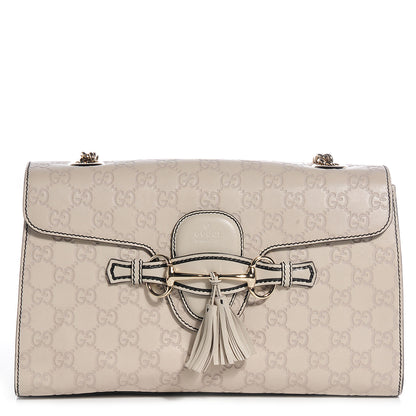 Gucci Guccissima Signature Medium Emily Chain Shoulder Bag Mystic White 1 of 7