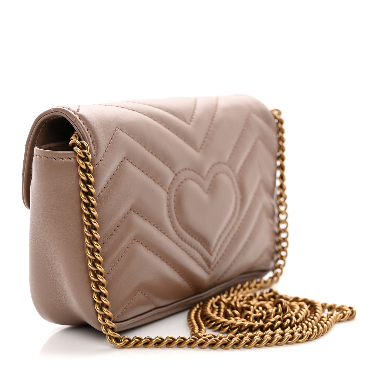 Calfskin Matelasse Super Mini GG Marmont Shoulder Bag Porcelain Rose