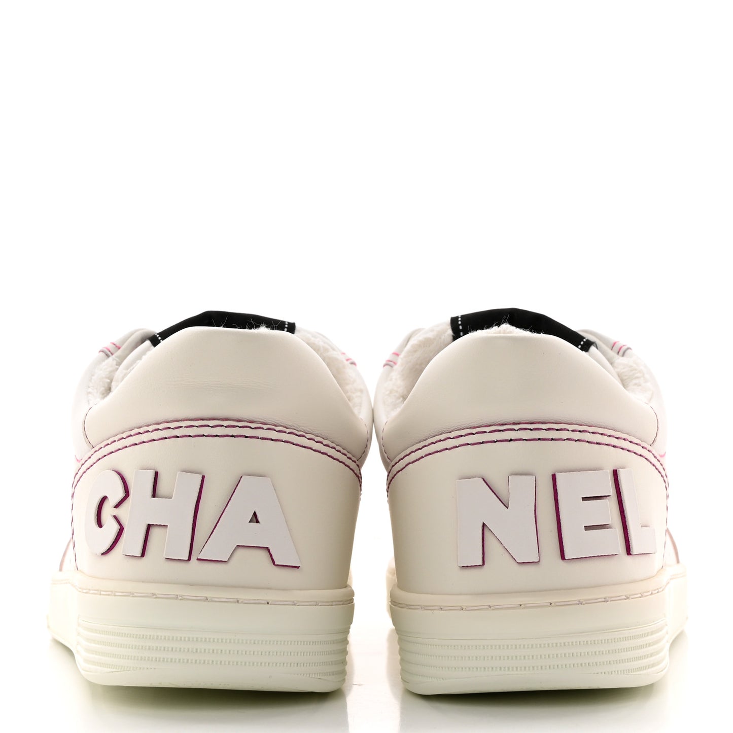Calfskin Womens Logo Sneakers 38 White Pink
