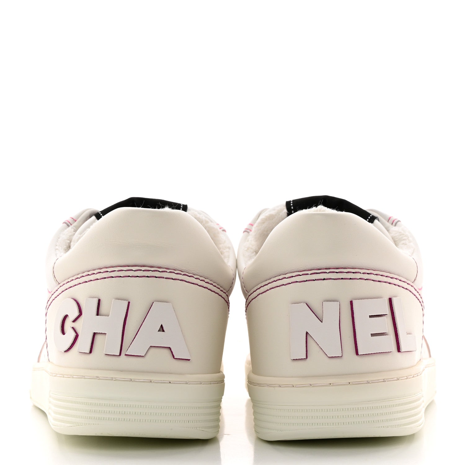 Chanel Calfskin Womens Logo Sneakers 38 White Pink 5 of 11