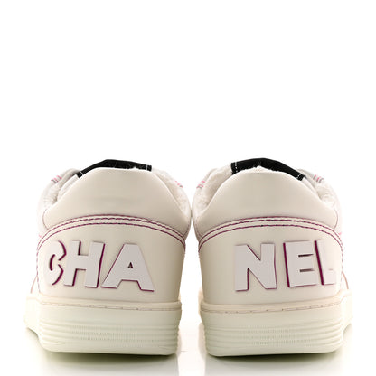 Chanel Calfskin Womens Logo Sneakers 38 White Pink 5 of 11