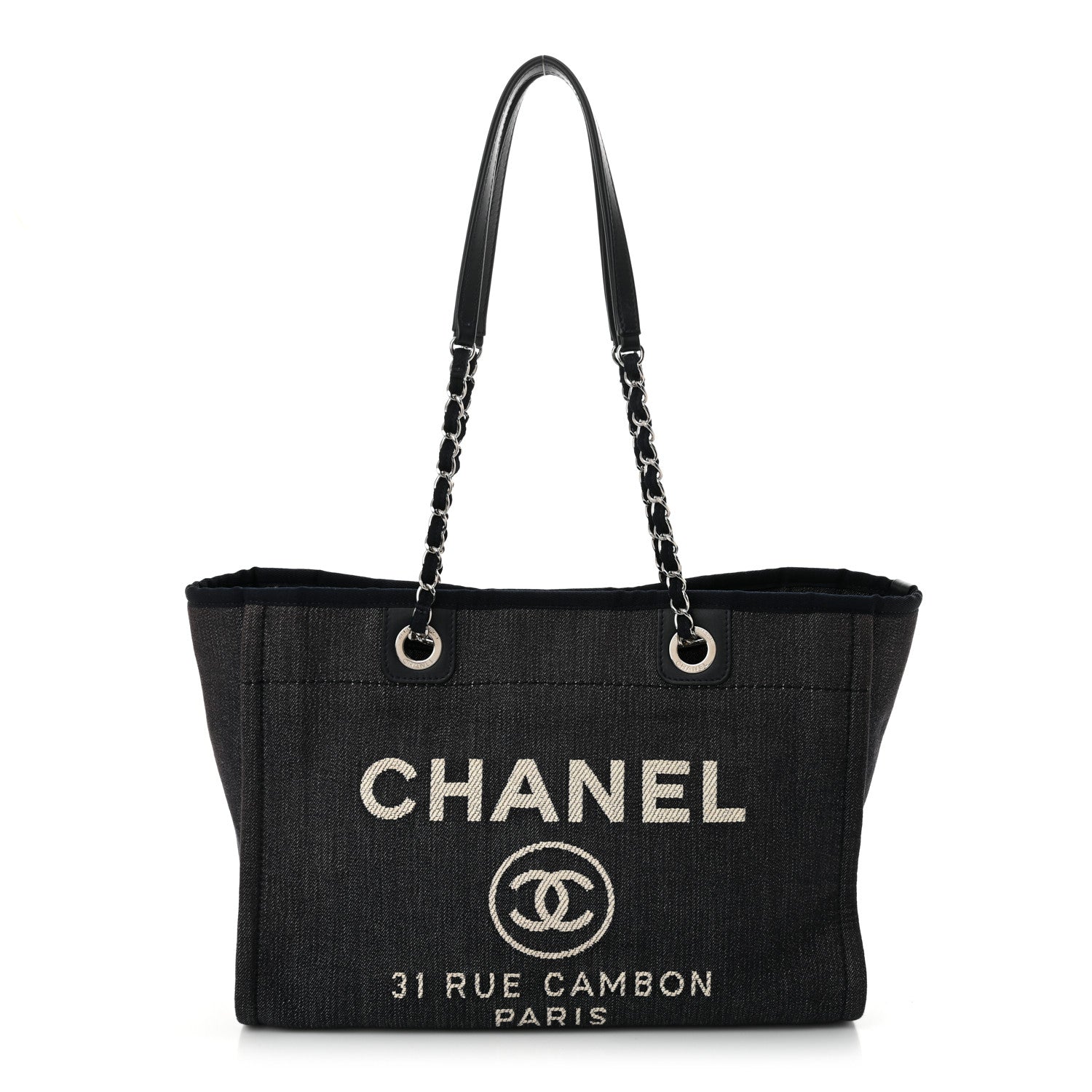 Chanel Denim Small Deauville Tote Dark Blue 1 of 11