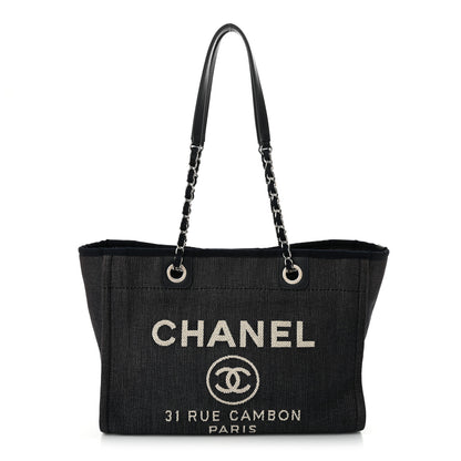 Chanel Denim Small Deauville Tote Dark Blue 1 of 11