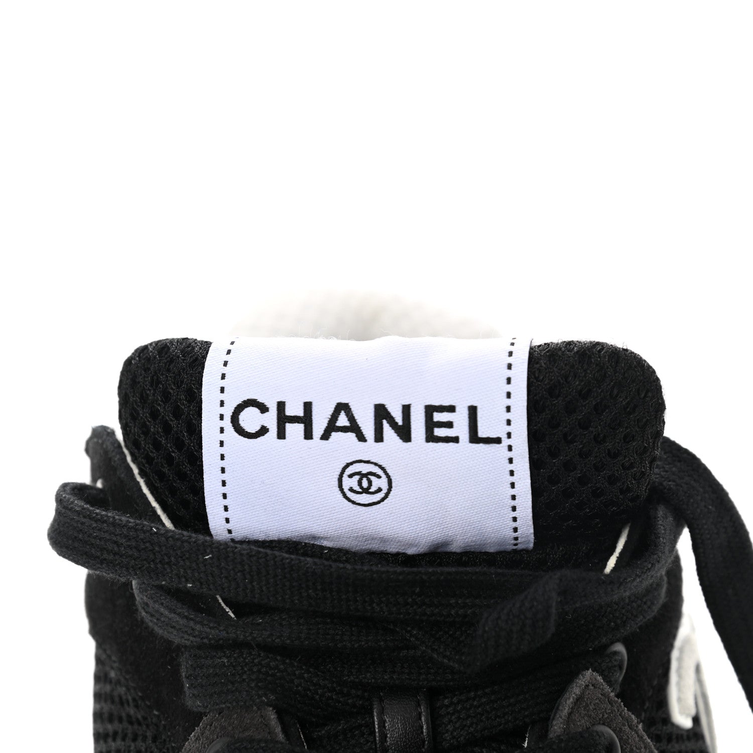 Chanel Mesh Suede Grained Calfskin Womens CC Sneakers 37 Black White 9 of 9