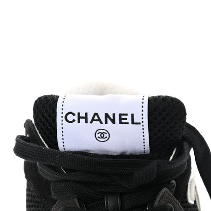 Chanel Mesh Suede Grained Calfskin Womens CC Sneakers 37 Black White 9 of 9