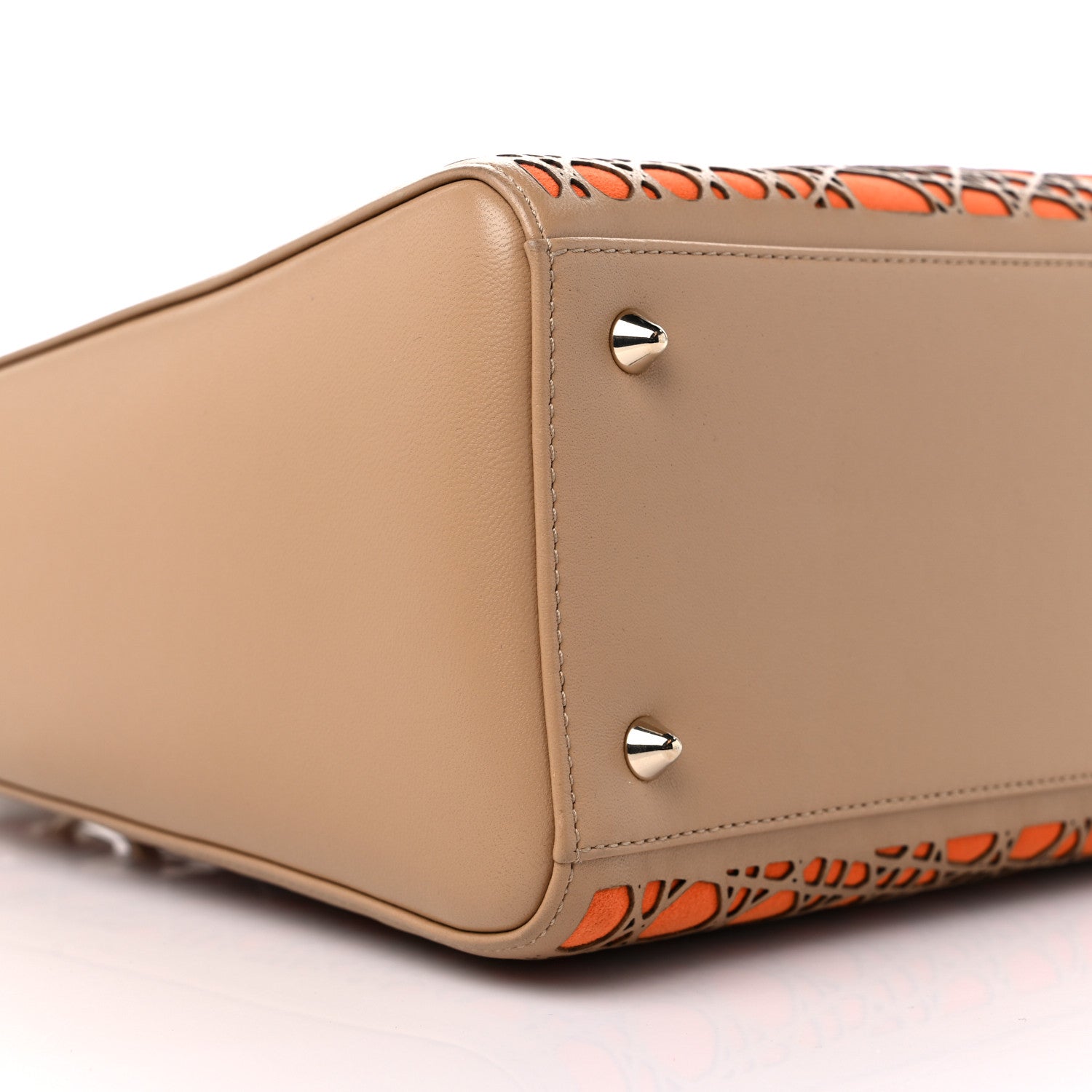 Christian Dior Calfskin Suede Cutout Stars Medium Lady Dior Beige Orange 8 of 9