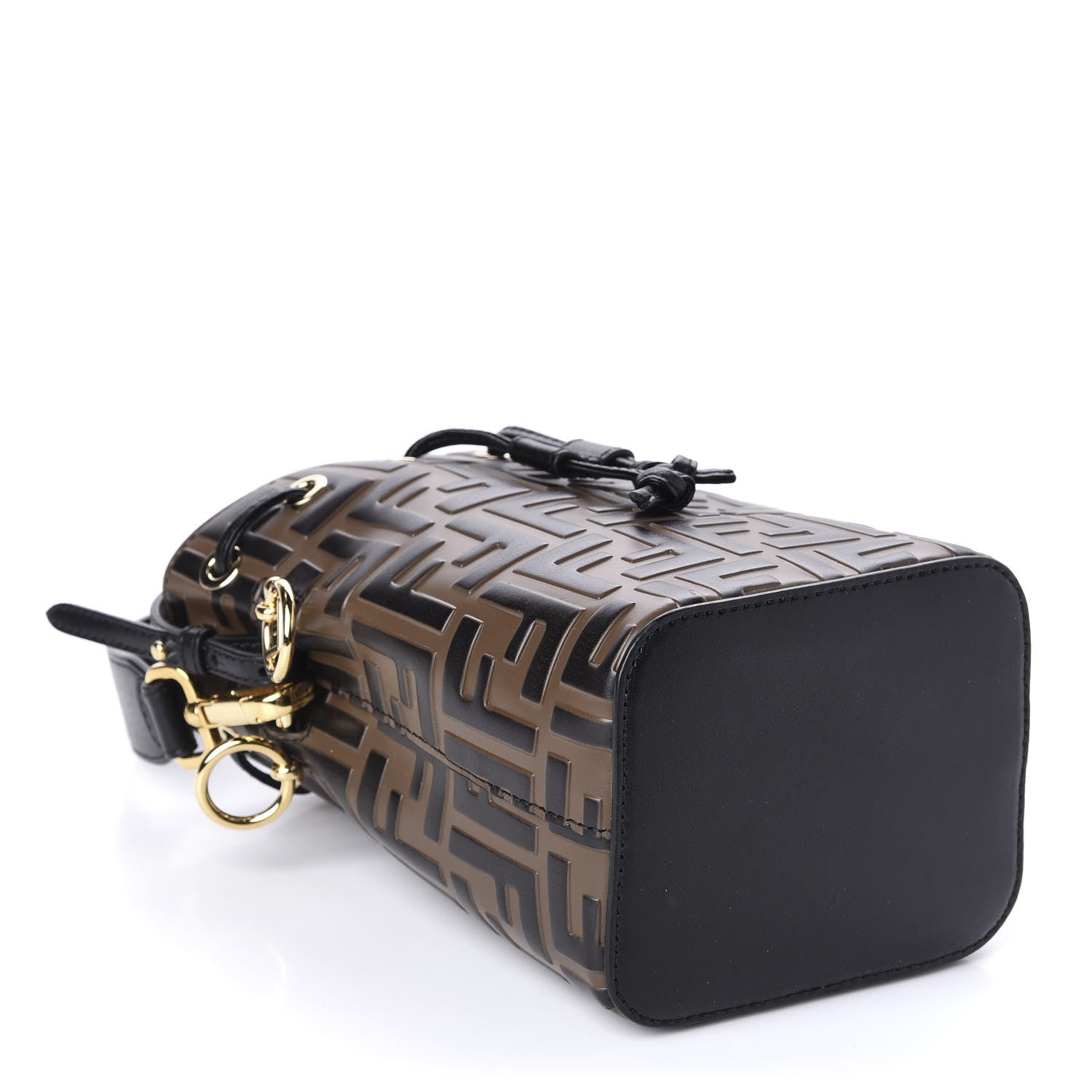 Fendi Vitello Liberty F is Fendi Bi-Color FF 1974 Embossed Mini Mon Tresor Bucket Bag Maya Black 4 of 10