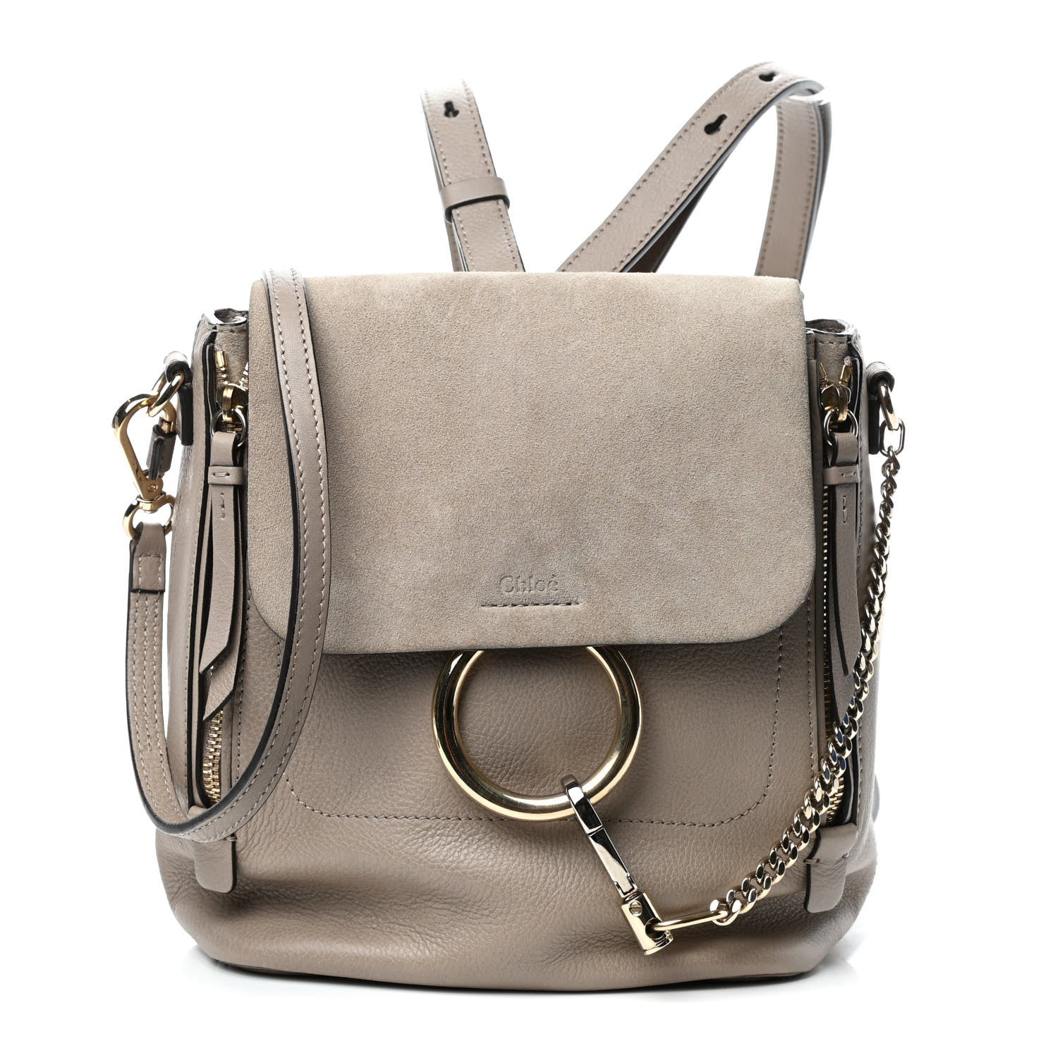 Chloe Suede Calfskin Small Faye Backpack Motty Grey 1 of 4