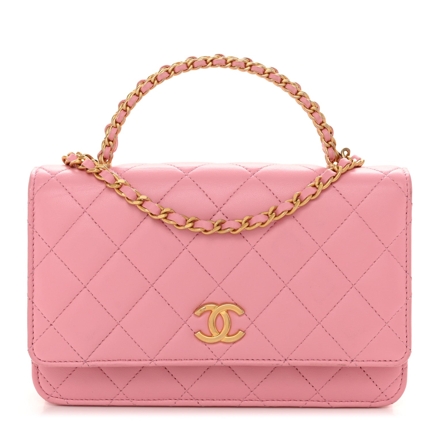Chanel Lambskin Quilted Pick Me Up Wallet On Chain WOC Light Pink 1 of 14