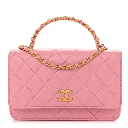 Chanel Lambskin Quilted Pick Me Up Wallet On Chain WOC Light Pink 1 of 14