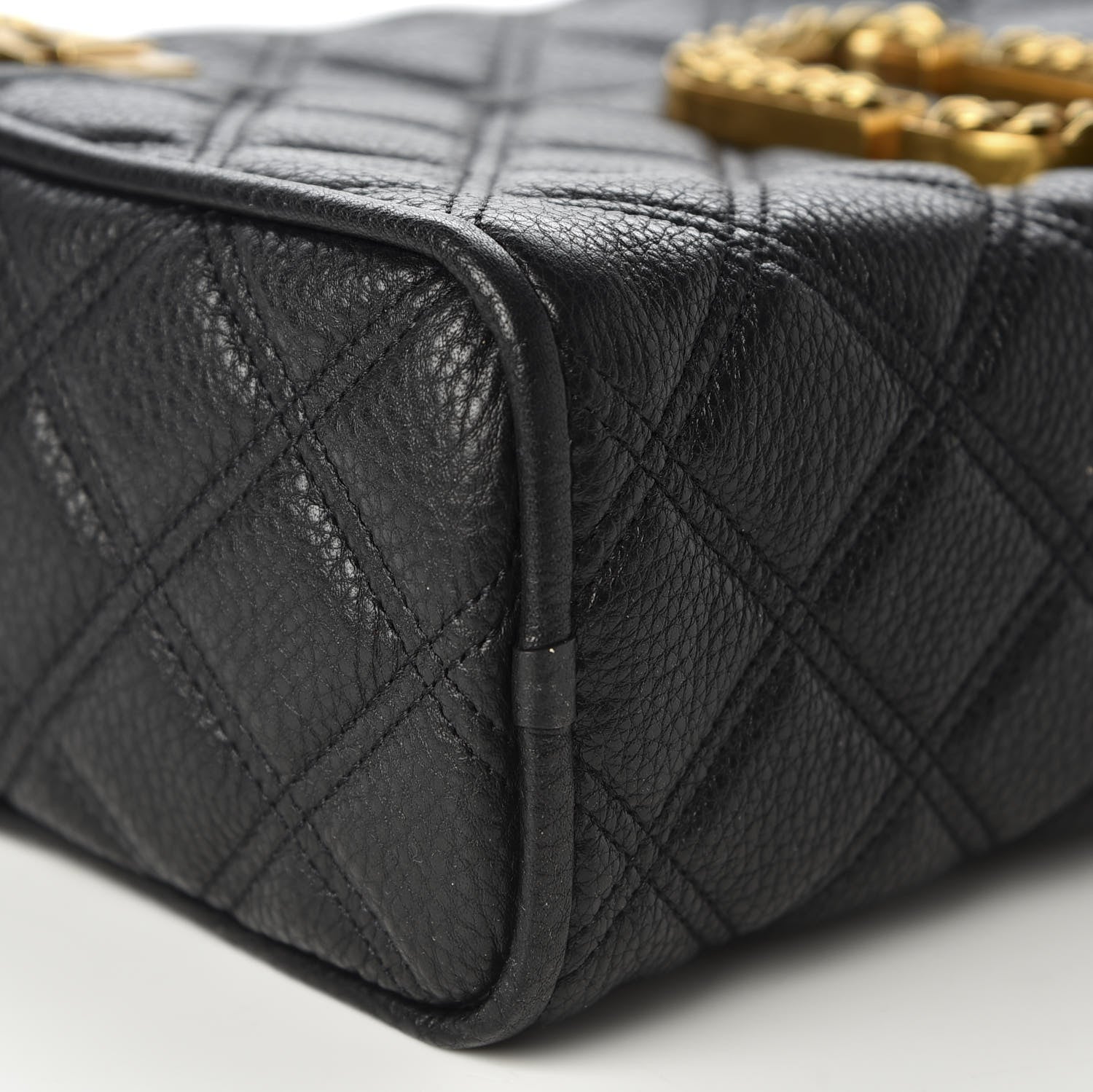 Marc Jacobs Grained Calfskin Quilted Double Stitched The Status Shoulder Bag Black 5 of 8