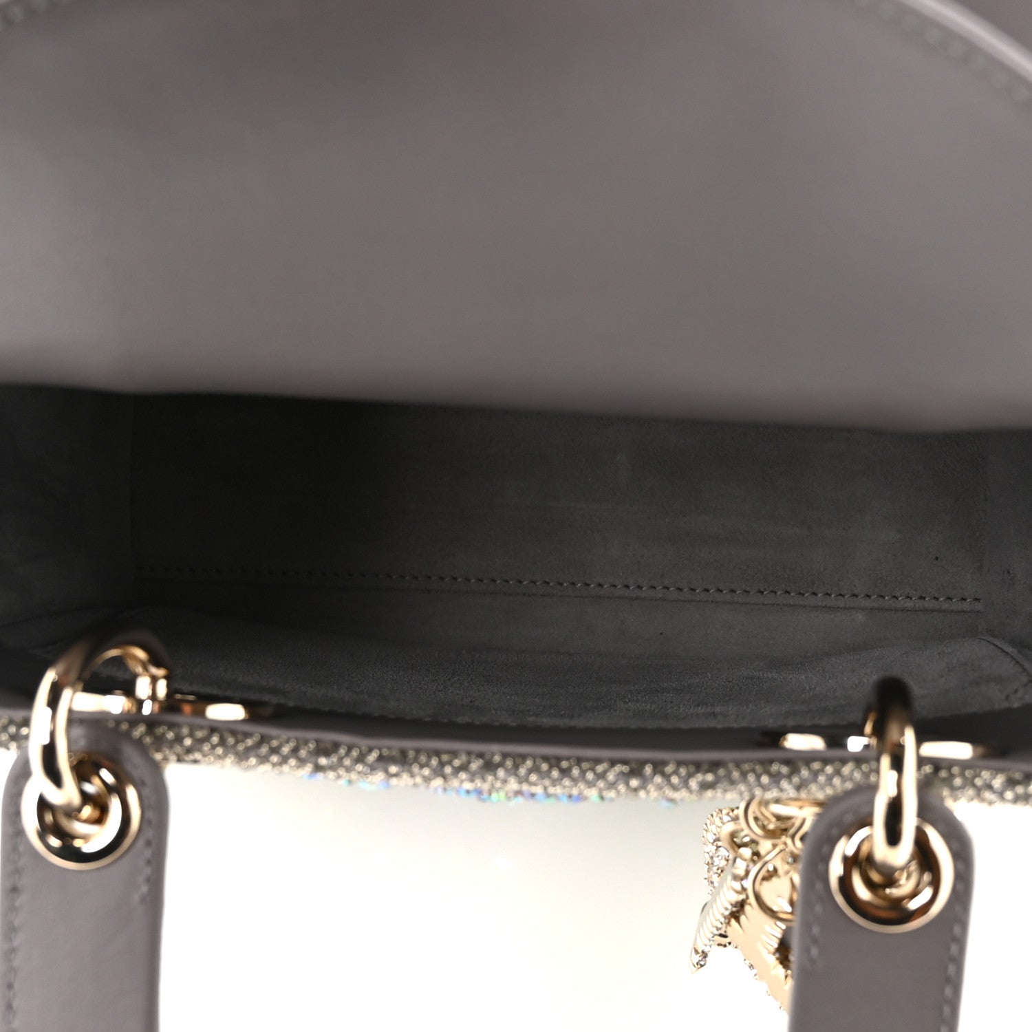Christian Dior Calfskin Satin Celestial Bead Embroidery Embroidered Small Lady Dior Grey Multicolor 5 of 10