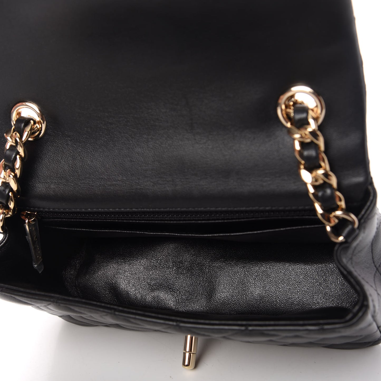 Lambskin Quilted Mini Coco Charms Rectangular Flap Black