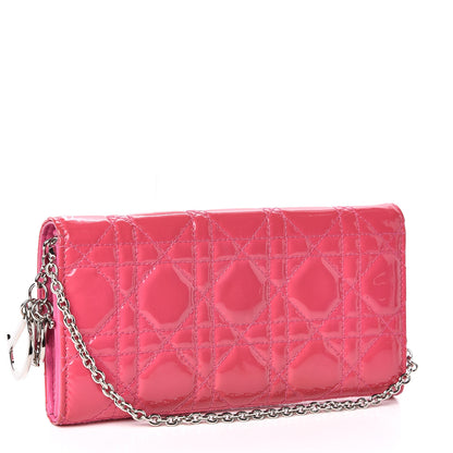 Christian Dior Patent Cannage Rendezvous Chain Wallet Magenta 3 of 7