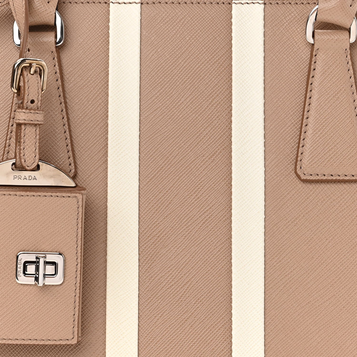 Prada Saffiano Baiade Small Galleria Double Zip Tote Cammeo White 8 of 10