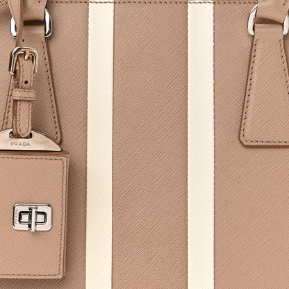 Prada Saffiano Baiade Small Galleria Double Zip Tote Cammeo White 8 of 10