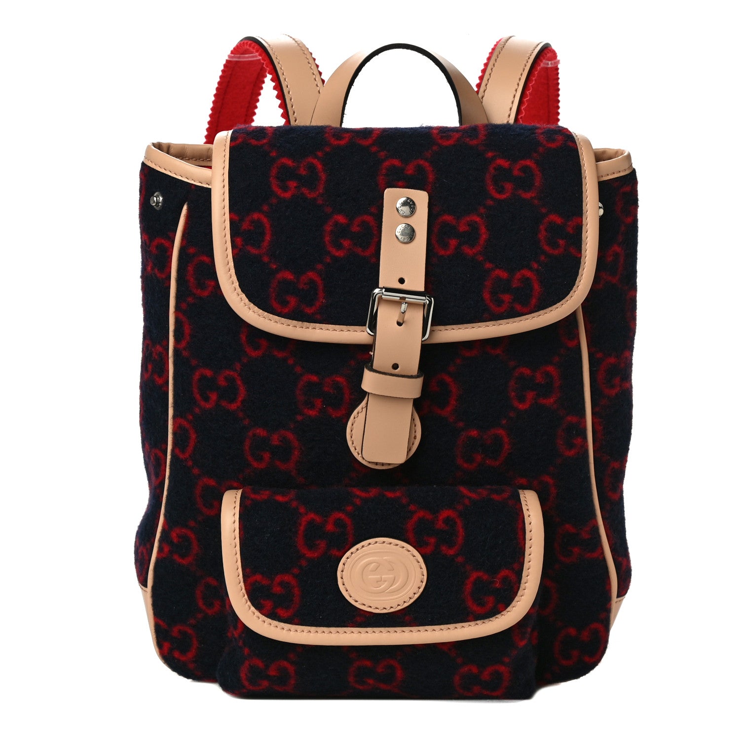 Gucci Wool GG Monogram Children's GG Backpack Blue Red 1 of 10