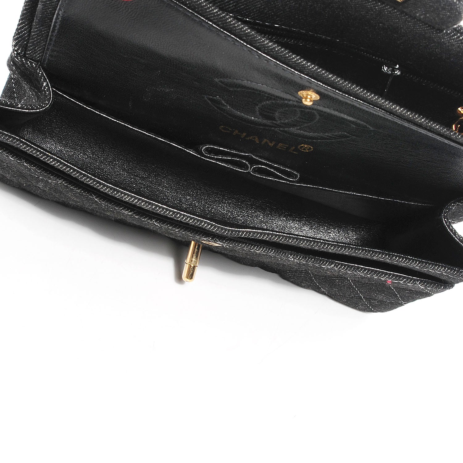 Chanel Denim Quilted Small Double Flap Bag Black 8 of 9