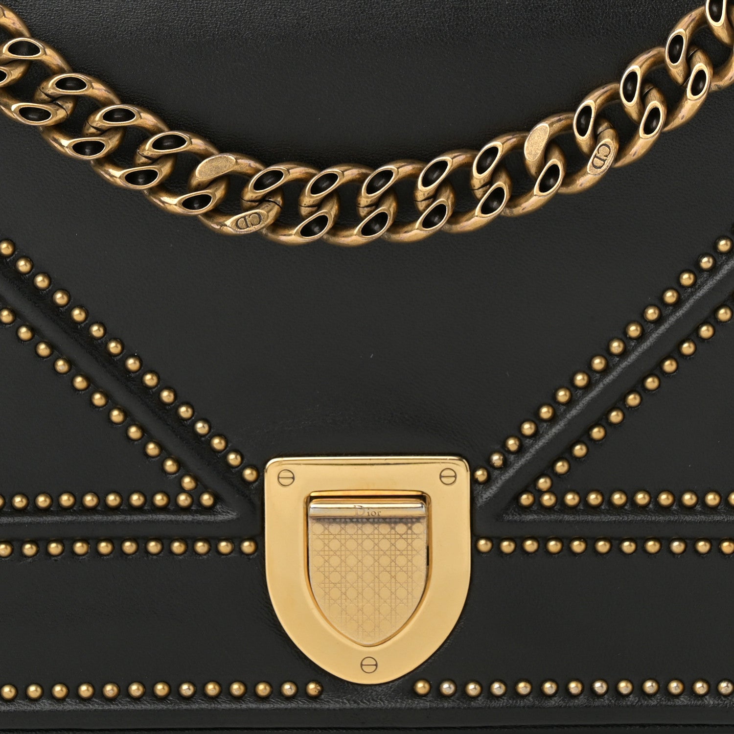 Christian Dior Lambskin Studded Medium Diorama Flap Bag Black 8 of 18