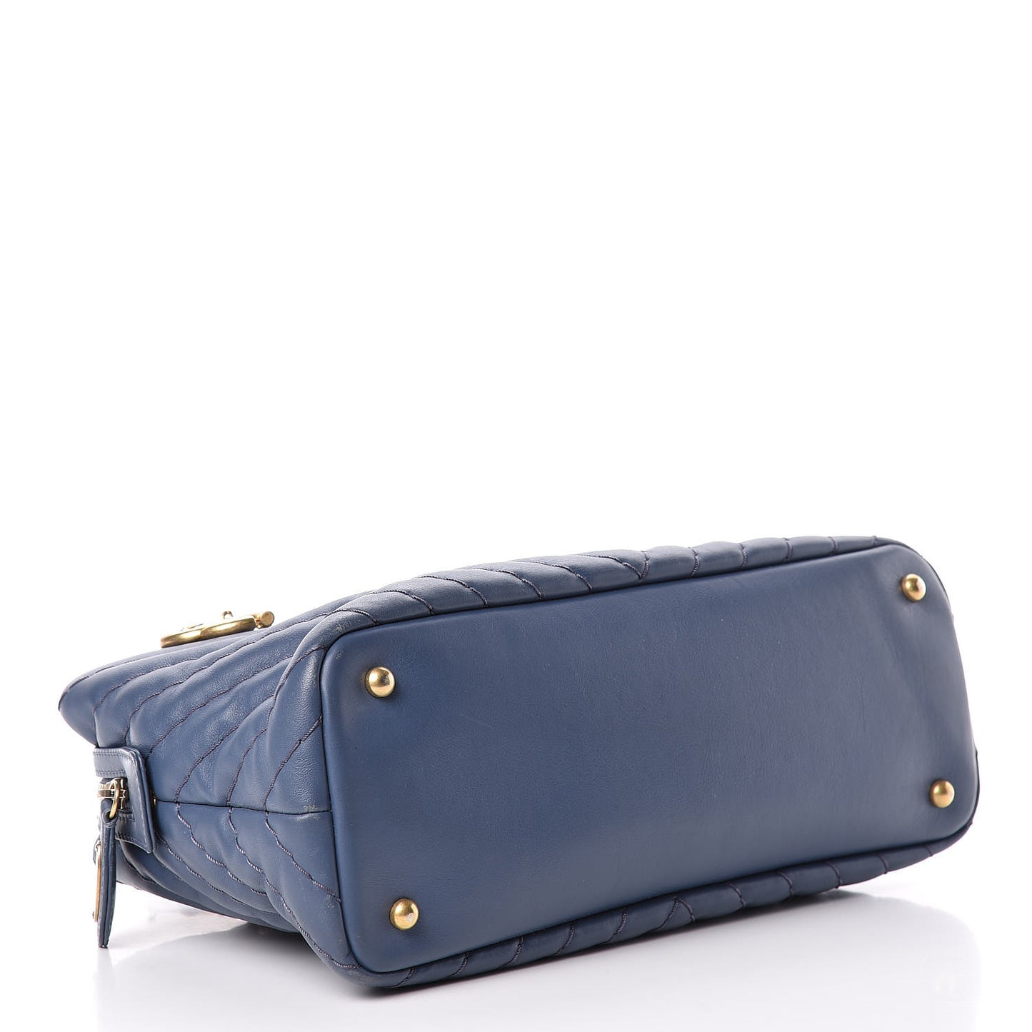 Calfskin Chevron Quilted Surpique Tote Blue