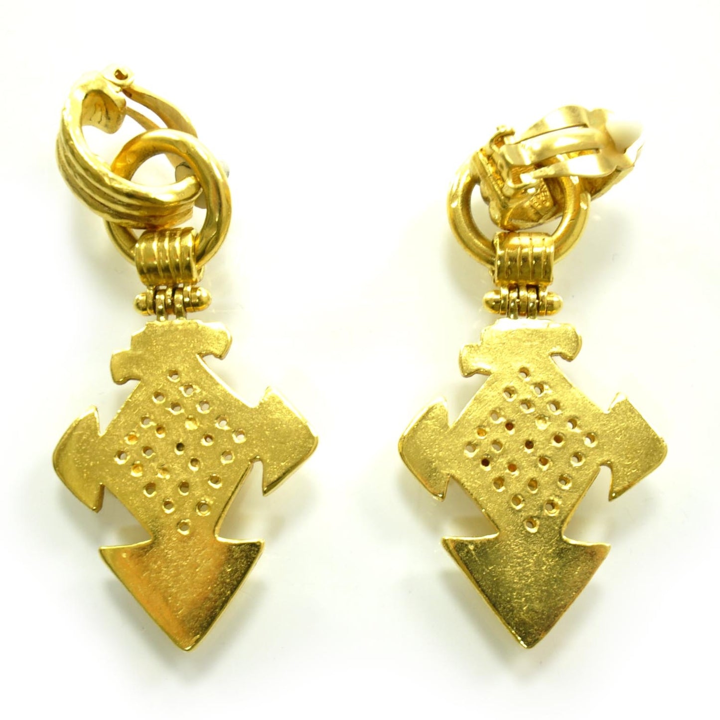 CC Cross Clip On Earrings Gold