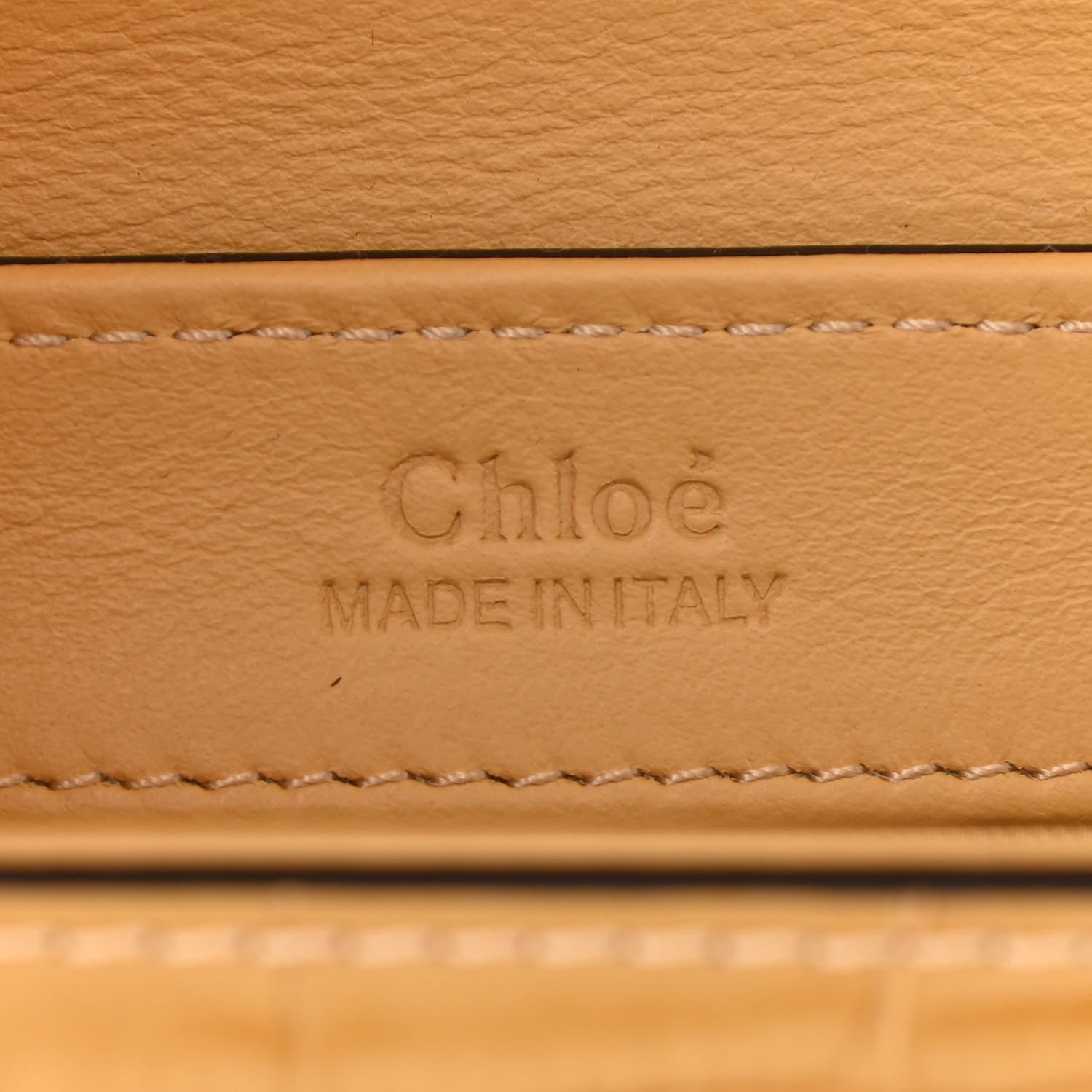 Chloe Calfskin Crocodile Embossed Mini C Double Carry Honey Gold 6 of 9
