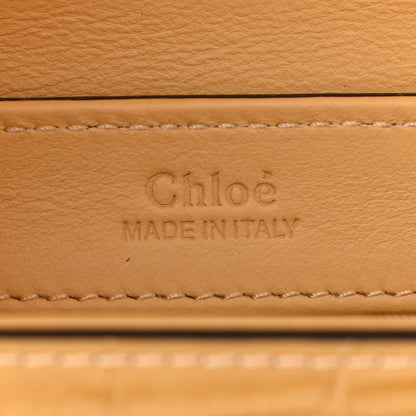 Chloe Calfskin Crocodile Embossed Mini C Double Carry Honey Gold 6 of 9