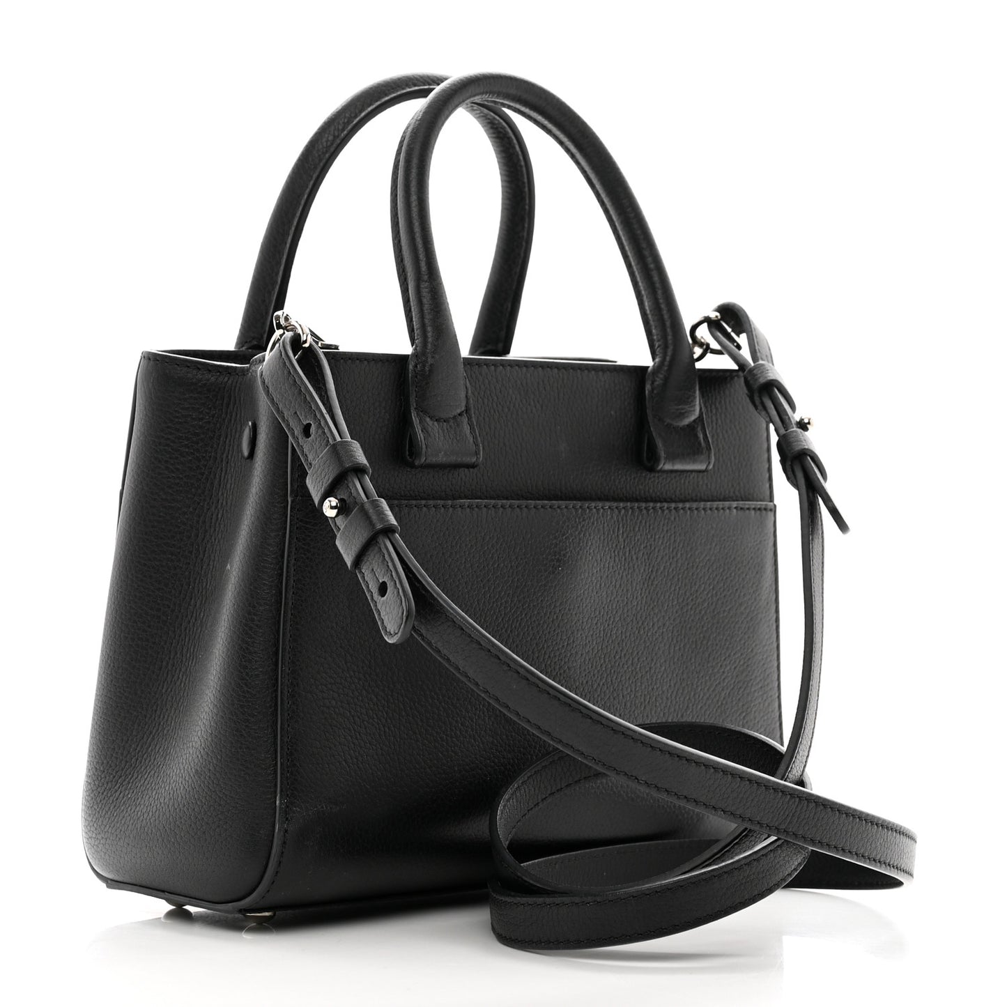 Grained Calfskin Mini Neo Executive Shopper Tote Black