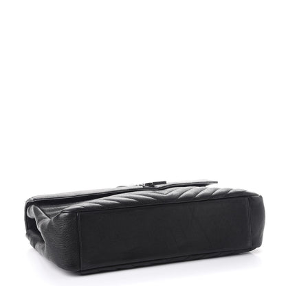 Saint Laurent Sheepskin Matelasse Chevron Monogram Large College Satchel Black 4 of 8