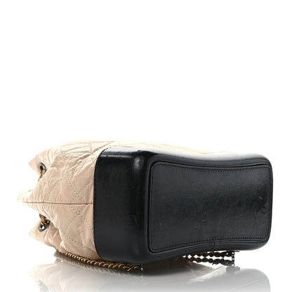 Chanel Aged Calfskin Quilted Small Gabrielle Backpack Beige Black 4 of 10