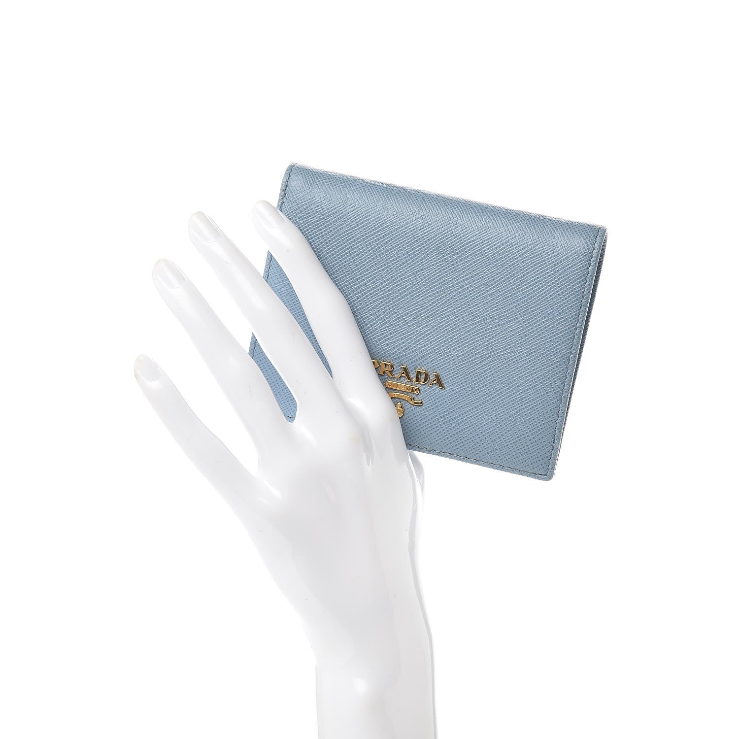 Prada Saffiano Metal Bi-Fold Wallet Astrale Mare 2 of 7