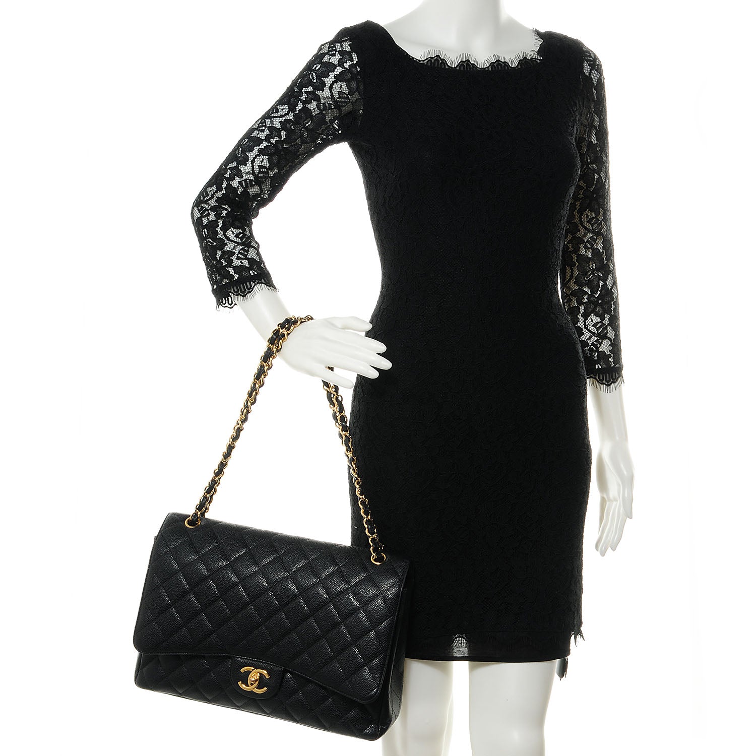 Chanel Caviar Quilted Maxi Double Flap Black 2 of 10