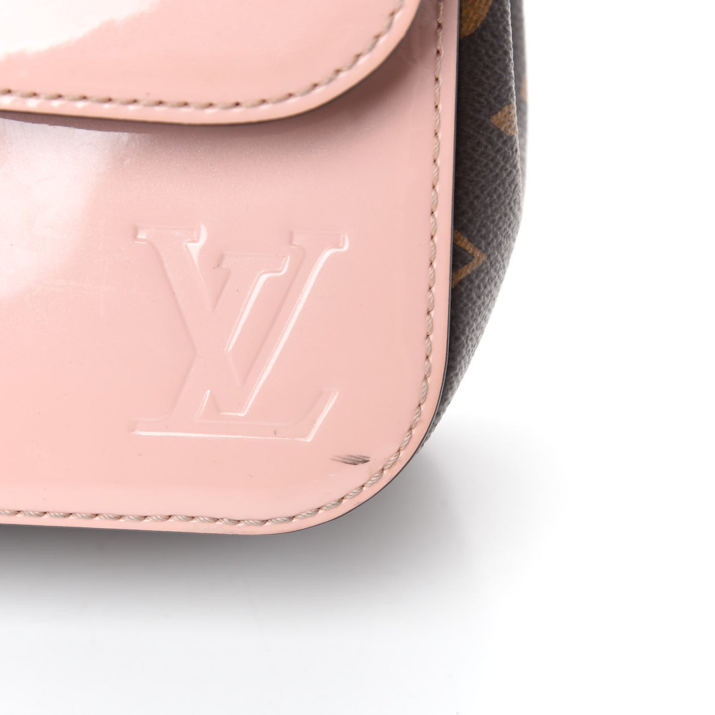 Patent Calfskin Monogram Cherrywood BB Rose Ballerine