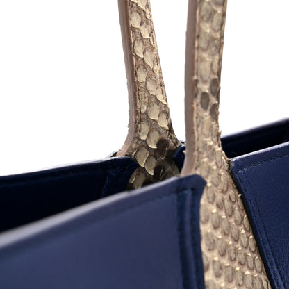 Christian Dior Calfskin Snakeskin Handle Large Addict Shopping Tote Blue 11 of 15