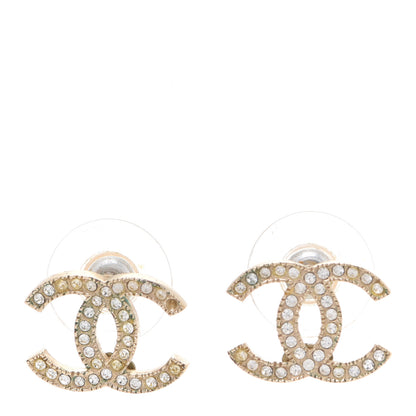 Chanel Crystal CC Earrings Gold 1 of 6