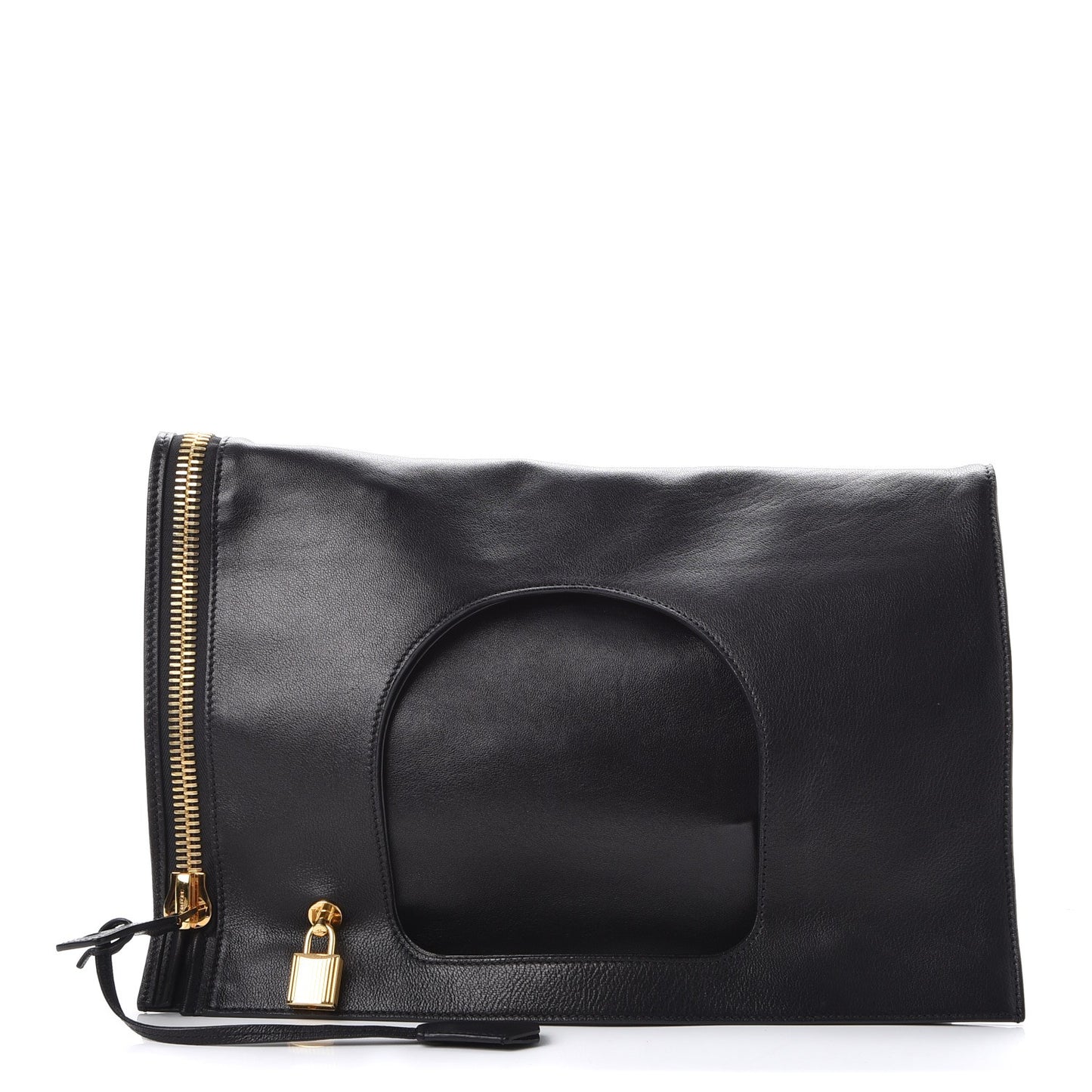 Ramskin Large Alix Padlock Zip Shoulder Bag Black
