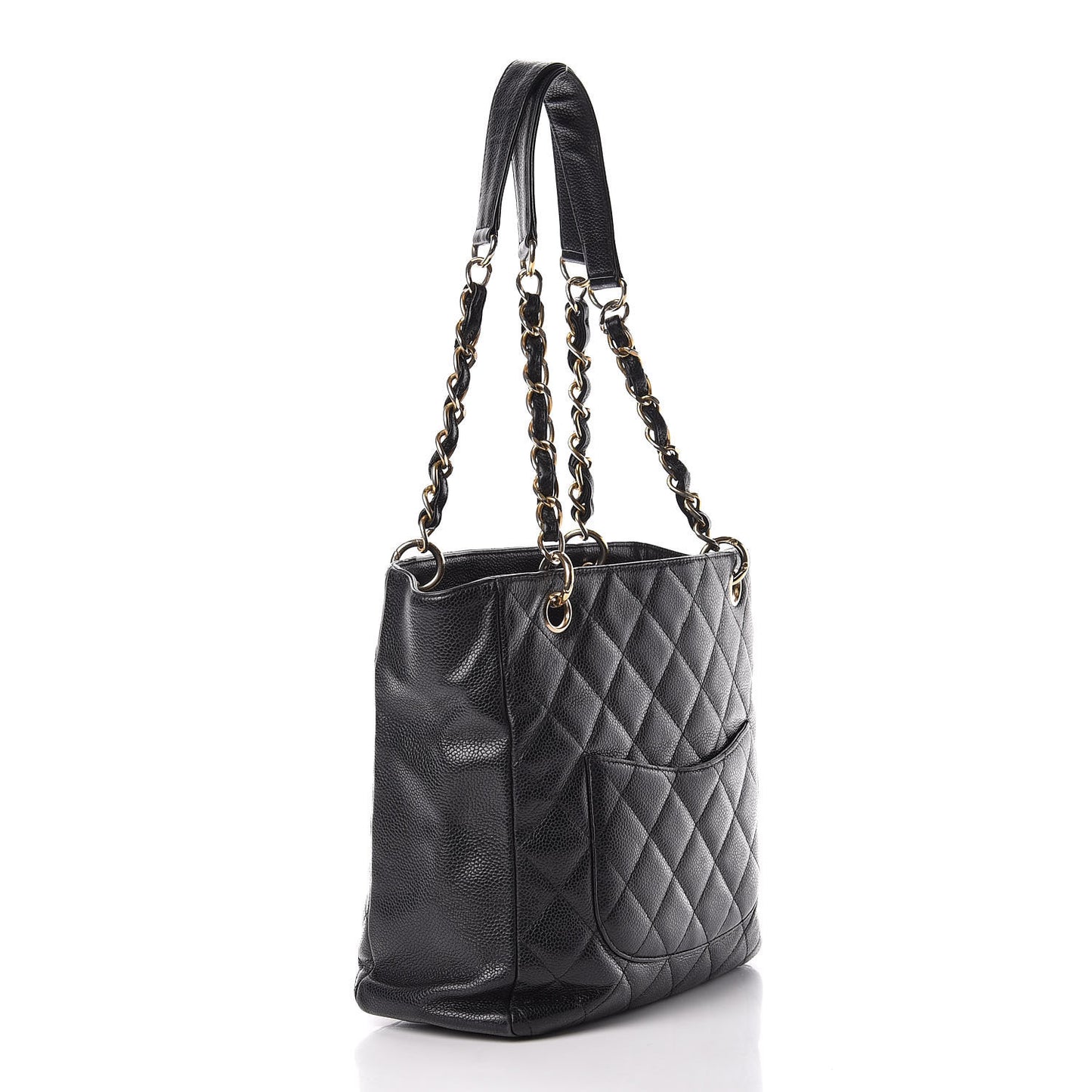 Caviar Quilted Petit Shopping Tote PST Black