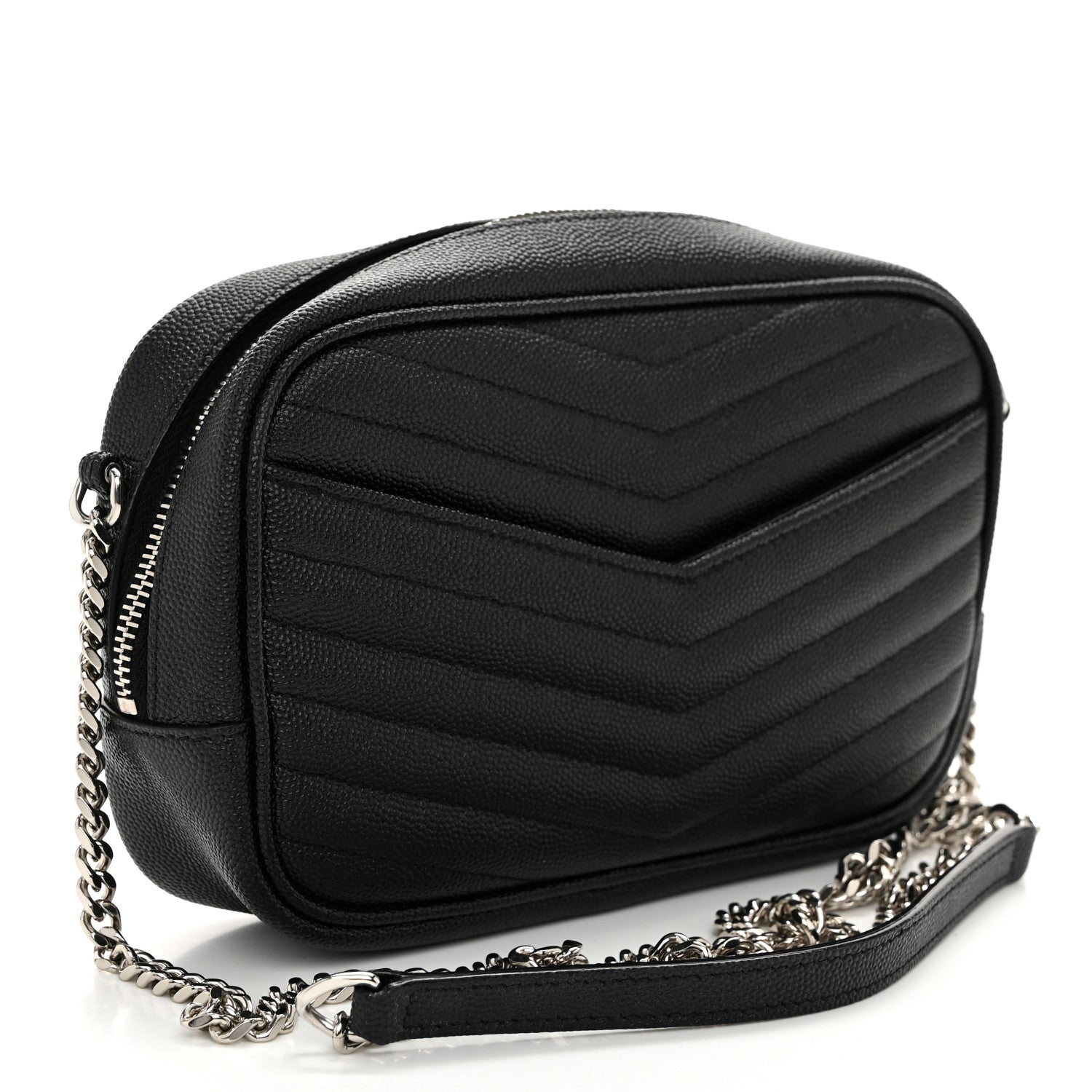 Saint Laurent Grain De Poudre Matelasse Monogram Mini Lou Camera Bag Black 3 of 10