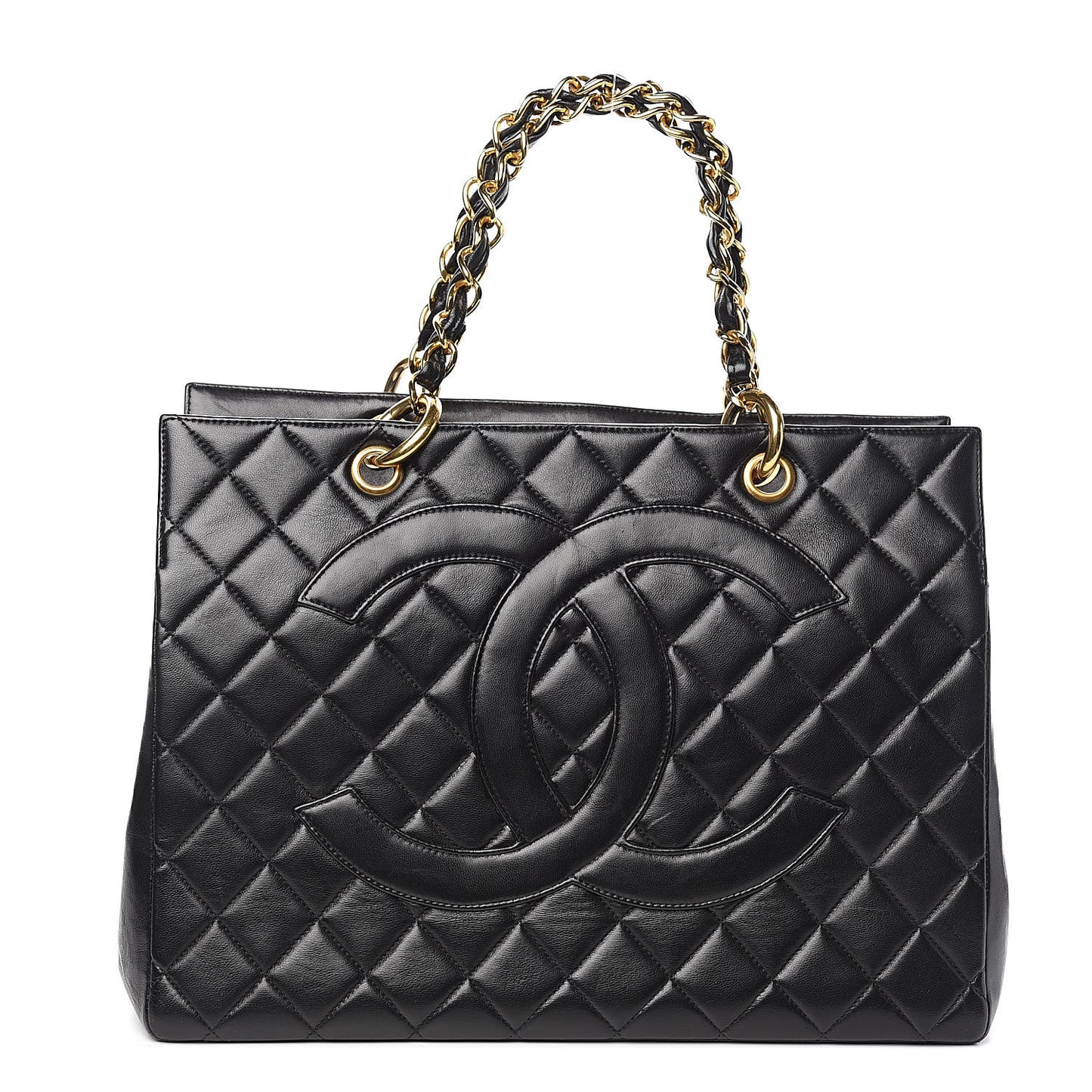 Lambskin Quilted Grand Shopping Tote GST Black