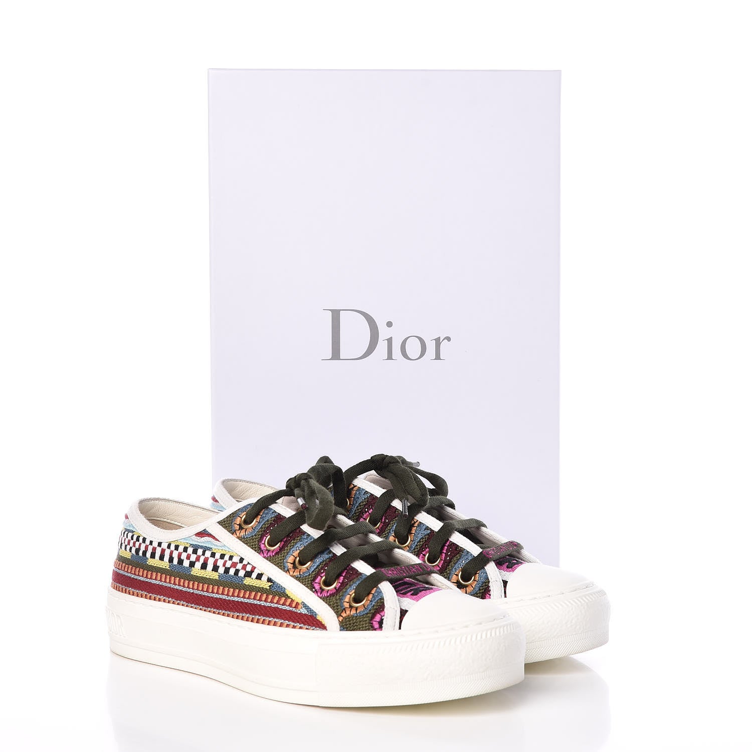 Christian Dior Canvas Ethnic Embroidered Womens Walk'N'Dior Low Top Sneakers 36.5 Fuchsia 9 of 9