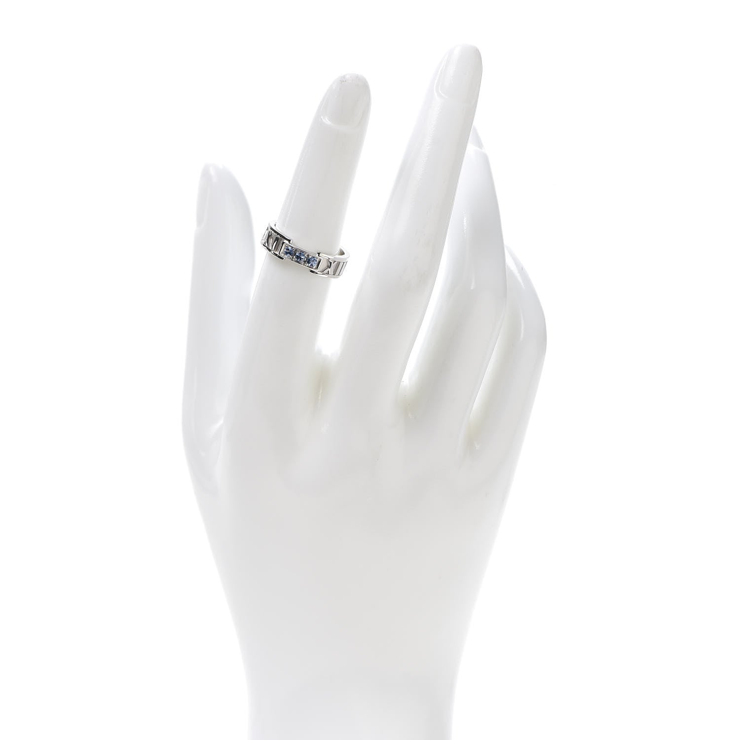 Tiffany 18K White Gold Blue Sapphire Atlas Ring 52 6 2 of 6