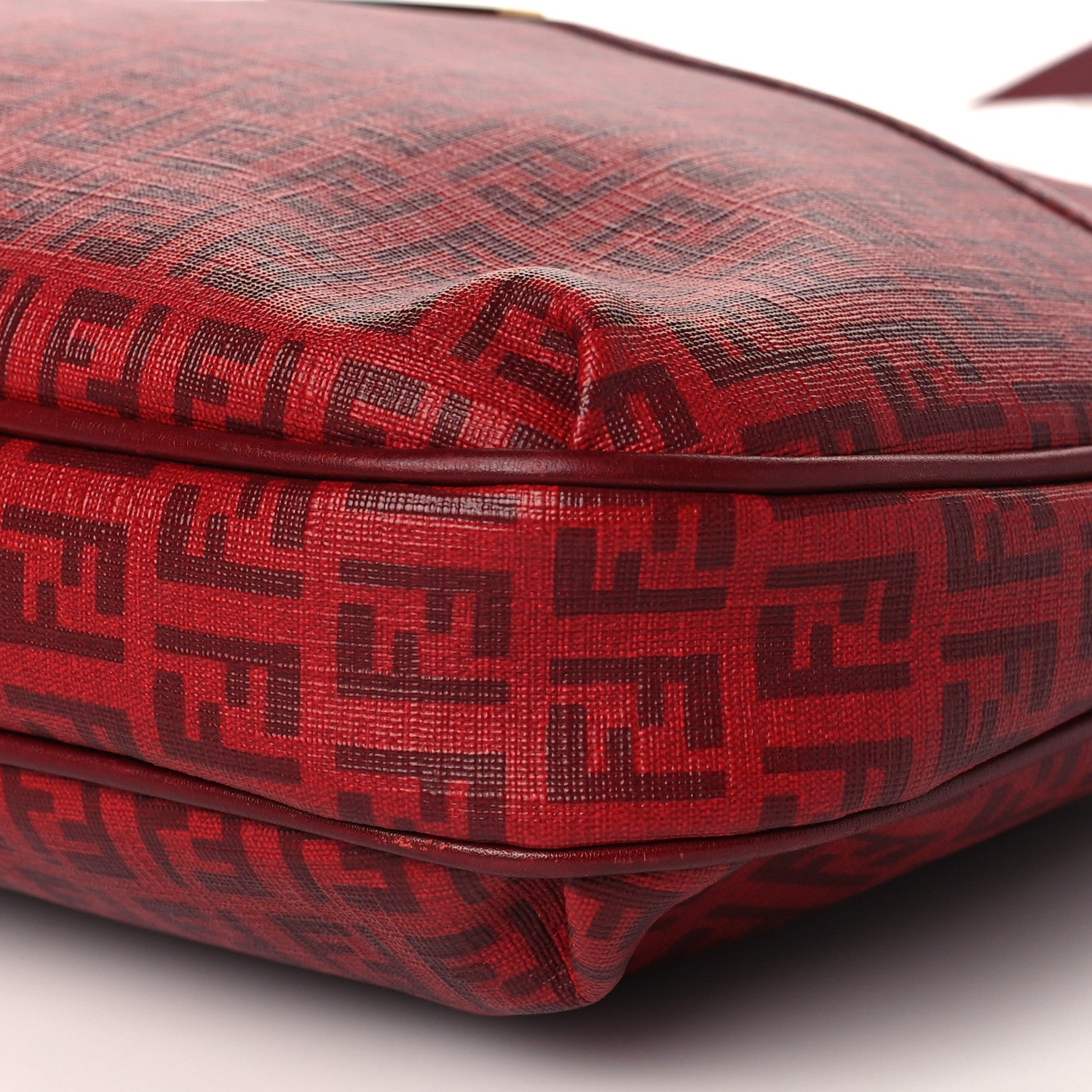 Fendi Zucchino Spalmati Vitello Messenger Bag Bordeaux Rubino 10 of 11